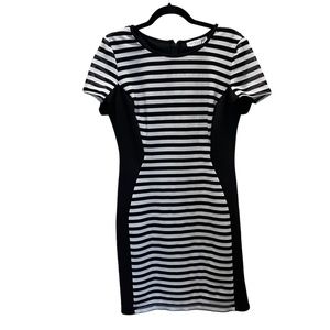 Sassy Black & White Striped Dress, Size 16, Bisou Bisou by Michele Bohbot